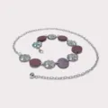 Catena da cintura in metallo vintage francese da donna con eleganti fiori argento e dischi scuri - Catena da Vita Fungo / 3cm / Argento