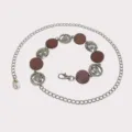 Cintura a catena vintage da donna con dischi marroni e ciondolo a conchiglia per abiti eleganti. - Catena da Vita Oceano / 3cm / Argento