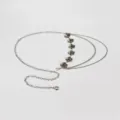 Catena da vita in metallo argentato punk gotico con teschi e nappe per donne. - Modello A: Catena da vita argento con nappe 3,0 cm