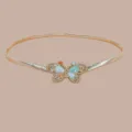 Y2K metallic elastic waist belt with cute butterfly rhinestone buckle dress accessory - 55 [Size S] / Style 1: Gold Waist Chain with Colorful Pearls