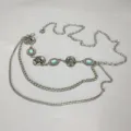 Catena da vita in metallo teschio punk vintage catena corpo argentata per donne - Stile A: Catena da vita con nappe, teschio e pietra verde argentata da 3,0 cm