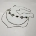 Catena da cintura multistrato in metallo punk da donna, corpo gotico teschio fiore fascino. - Stile A: Catena da vita con nappe, teschio e pietra nera argentata da 3,0 cm