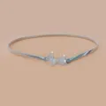 Silver butterfly metal elastic waist belt for women Y2K fashion adjustable dress chain - 55 [Size S] / Style 2: Silver Double Butterfly Waist Chain with Rhinestones
