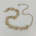 Gold metal cursive letter waist chain belt, stylish women jewelry accessory for dresses. - Style F Note Waist Chain / 2.9cm / Antique Gold Note Waist Chain (Style F)