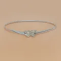 Silver butterfly elastic waist belt variant, metal adjustable thin chain for women skirts. - 55 [Size S] / Style 3: Silver Textured Butterfly Waist Chain