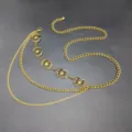 Bohemian vintage gold-tone metal waist chain with hollow sun moon charms, elegant body chain. - Style A Sun Tassel Waist Chain / Antique Gold