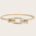 Goldene elastische Taillengürtel für Damen mit geometrischer quadratischer Metall - Modell 5: Goldfarbene Feder-Taillenkette / 55 cm (Größe S)