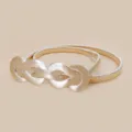 Gold elastic metal waist belt, stylish interlocking buckle accessory for dresses and sweaters. - Style 5: Gold Belt