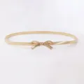 Gold metallic waist belt for women, elastic slim stretch dress belt with cute bow knot. - 55 [Size S] / Style 6: Gold-Tone Butterfly Waist Chain
