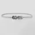 Silver metal waist belt for women, elastic dress belt with double circle knot buckle accessory. - S / Model F Texture Knot Waist Chain / Gold