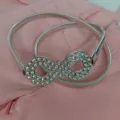 Silver rhinestone infinity buckle elastic metal waist belt accessory for women dresses. - Style 1: Silver with Figure-8 Buckle