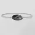 Women silver elastic waist belt with oval metal buckle dress accessory stretch waistband - S / Model G Oval Buckle Waist Chain / Silver