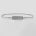 Ceinture de taille élastique argentée pour femmes avec boucle rectangle en strass - S / Chaine de Taille Carrée Strass / Argent