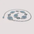 Retro bohemian metal waist chain with hollow floral oval pendants, stylish dress accessory. - Hollow Flower + Sun / 3.50cm / Silver