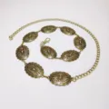 Retro metal waist chain, vintage oval concho belt accessory for dresses and jeans, stylish variant. - Style B: 3.5cm Antique Gold Hollow Carved Waist Chain