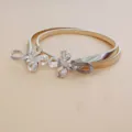 Cadena de cintura elastica de metal dorado y plateado, diseno floral elegante para mujer. - Estilo 4: Dorado
