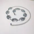 Silver metal waist chain for women, featuring ornate oval plates and adjustable link design. - Type B: 3.8cm Bright Silver Hollow Carved Waist Chain