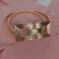Cinturón de cadena elástica de metal dorado para mujer hebilla cuadrada elegante fino - Estilo 1: Dorado