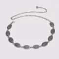 Catena da cintura in metallo argentato stile occidentale concho gioiello per donne gonna jeans - Stile C: Catena da vita con piccola bussola argento da 2,3 cm