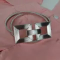 Cadena de cintura de metal plateado con hebilla cuadrada doble, cinturón elástico elegante. - Estilo 1: Plata