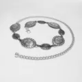 Catena da vita in metallo per donna, catena da corpo stile deserto occidentale per gonna. - Stile A: Catene da vita a bussola grandi e piccole argentate da 3,8 cm