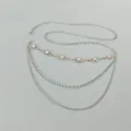 Vintage multi-layer silver metal waist chain for women with elegant pink stone charms. - Style B Small Compass Tassel Waist Chain / Silver Pink Stone Tassel