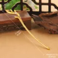 Detailed macro view of golden antler hair pin for Hanfu with measurements and weight - Hollow Antler Style (T4-0096A-3600)