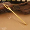 Detailed view of ancient Chinese style golden hairpin with size and weight labels. - Hollow Carved Gold Style (T4-0076-3600)