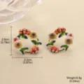 Detailed view of floral enamel earrings showing size and weight specifications. - 一对装(2.0cmx2.2cm)