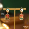Detailed view of vintage Monet style butterfly earrings with measurements and weight info - Rectangular Butterfly Pearl Enamel Style (2-26915-7200) / 1 Pair