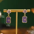 Detailed view of vintage butterfly flower earrings with dimensions and weight info - Purple Five-Petal Flower Butterfly Pendant Style (2-26956-5500) / 1 Pair