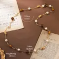 Détail collier perles vintage et ambre, longueur 120 cm et poids de 85 g - Or 18 carats / Perle Blanche Pierre Ambre Long (N6-13644-22000)