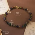 Detail view of vintage multi-color stone necklace with 43cm length and 54g weight - 18K Gold / Colorful Glass Contrast (N6-13652-22000)