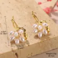 Détails de boucles d'oreilles branche en perles dorées avec dimensions et poids indiqués. - Boucles d'Oreilles Perle Branche Or (2-26763-5500) / Or