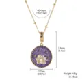 Detail view of vintage lotus pendant necklace with size and weight measurements in inches - Lotus Zodiac Flower Necklace (2-27145A-N-6500)