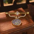Detailed view of retro palace style birth flower brooch with lily of the valley pendant. - Lily of the Valley Brooch (2-27220-BR-7500)