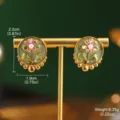Vue détaillée des boucles d'oreilles fleur Monet vintage avec dimensions et poids - Style Fleur Peinte Vintage Perle (E4-21834B-6500) / 1 Paire