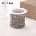 Detail view of 5 meters roll of stainless steel curb chain with beads for DIY jewelry - 1.5mm * 5 Meters / Roll / Steel