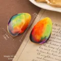 Boucles d'oreilles émaillées style Van Gogh vintage avec dimensions et poids précisés - Style Émail Galet Asymétrique (2-26165-7200)