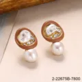 Élégantes boucles d'oreilles en perles avec cadres marron et accents de cristaux fins. - Style Perle Artificielle Baroque avec Bordure Marron (2-22675B-7800)