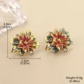 Detailansicht der Vintage-Emaille-Blumenohrringe mit Maßen von 2,2 cm und 10,9 g Gewicht - Mehrschichtige Gradient Emaille Blumen Stil (E4-23030-6500)