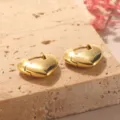 Eleganti orecchini a cerchio a cuore dorati per donna, gioielli in metallo minimal - Orecchino a Lobo Cuore 3D (2-27858-5500) / Oro