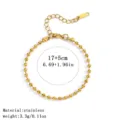 Detailansicht eines 18K vergoldeten Edelstahl-Kugelkettchens mit Größenangaben - Kugelkette (1#) / 3mm / Gold