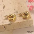 Eleganti orecchini a lobo dorati a forma di cuore con dimensioni e peso dettagliati - Orecchino a Lobo Cuore Geometrico (2-27860-5200) / Oro