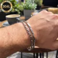 304L Edelstahl-Armbandset für Herren, geschichtetes Design mit Kasten- und Gliederkette - Quadratglied- und Flachketten-Kombi (#10)