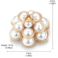 Macro view of elegant camellia pearl brooch showing size and weight dimensions - Camellia Design (BR1-2303C)