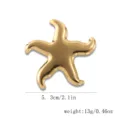 Polierte goldene Seestern-Brosche aus Edelstahl mit Maßangaben - Glatter Seestern Brosche / Gold