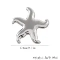 Poliert silberne Seestern-Brosche aus Edelstahl, 5,3 cm eleganter Pin für Kleidung - Glatter Seestern Brosche / Stahlfarben