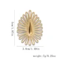 Eleganter goldfarbener Edelstahl-Brosche in Tropfenform mit Sonnenstrahl-Design, 5cm - Blumen Brosche / Gold