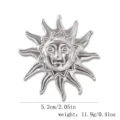 Poliert silber Edelstahl Sonne Gesicht Brosche Anstecknadel, 5,2cm Durchmesser, 11,9g - Sonnengesicht Sonnenblume(11#) / Silber